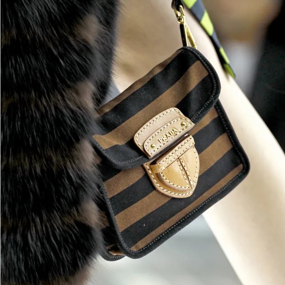 Prada canvas Canapa Righe Flap Bag